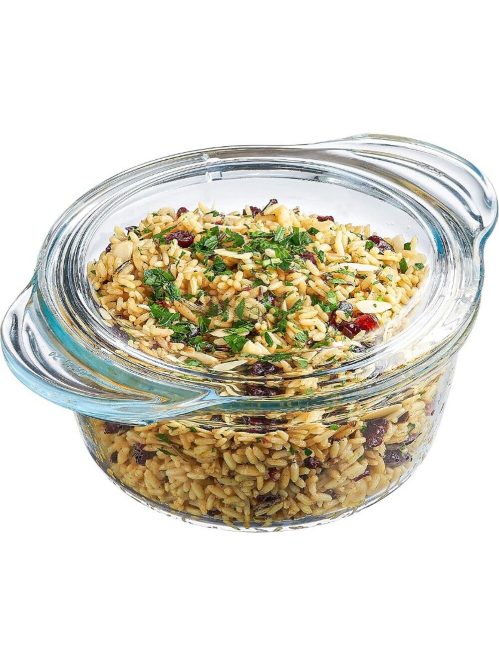 Clear Glass Casserole Dish with Lid & Handles - 1.75 Quart Oven, Microwave Safe